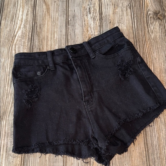 BDG Black Distressed Jean Shorts High-Waisted 26 waist dree cheeky denim - Picture 1 of 5